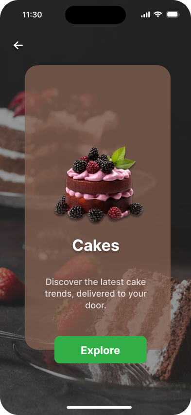 Coffee Mobile App Splash layout 3 cake